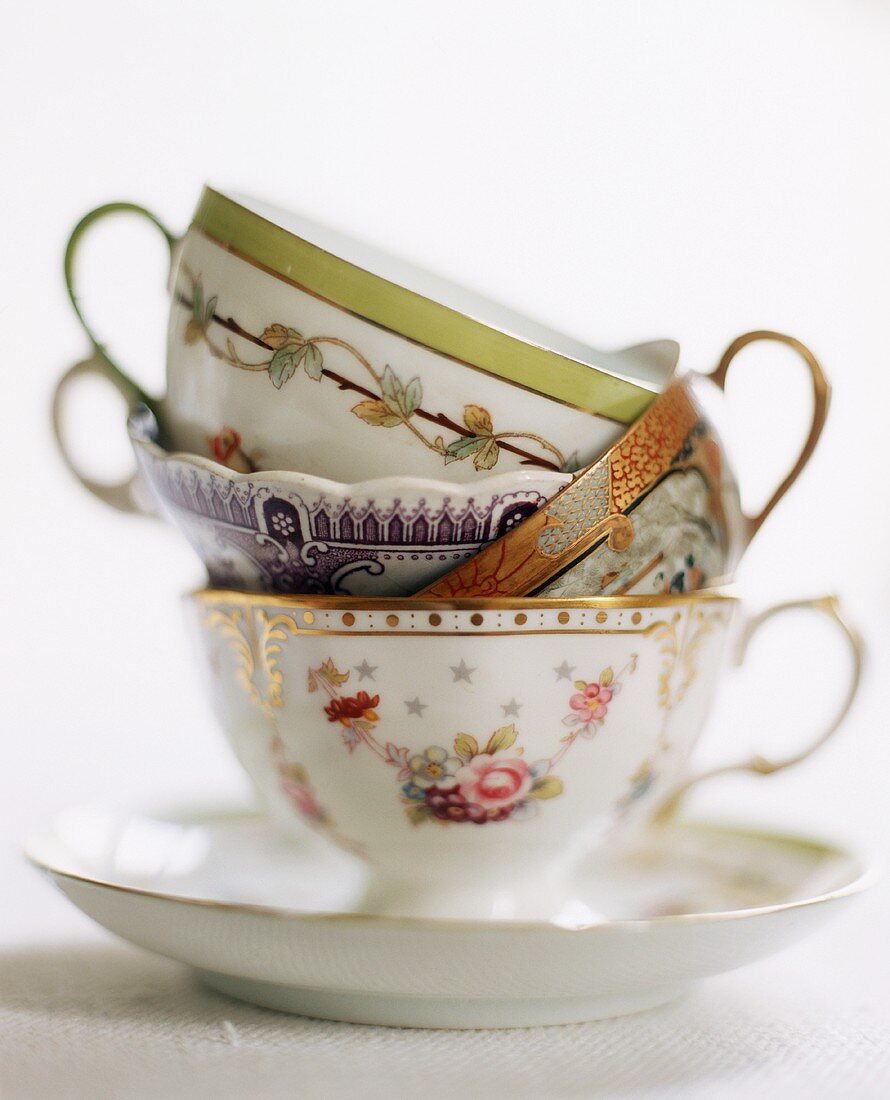 Ornate Tea Cups Stacked