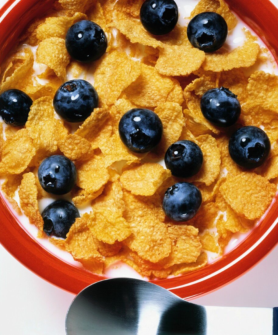 Cereal with Blueberries and Milk