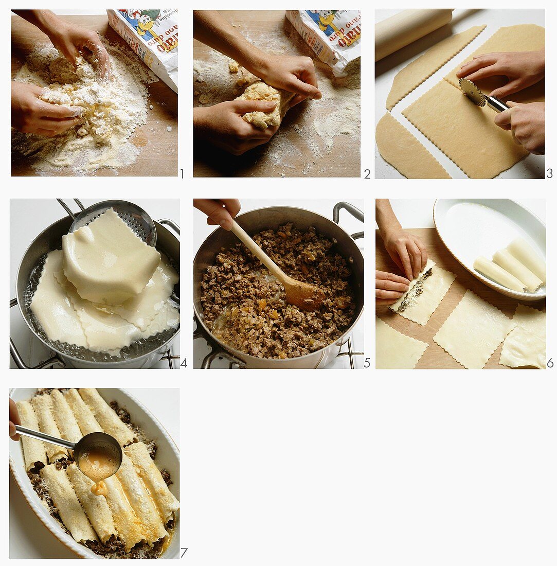 Making cannelloni (Italy)