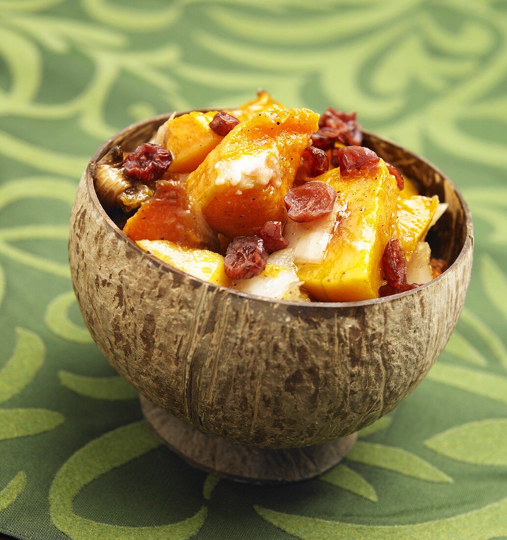 Roasted Squash with Cranberries in a Bowl