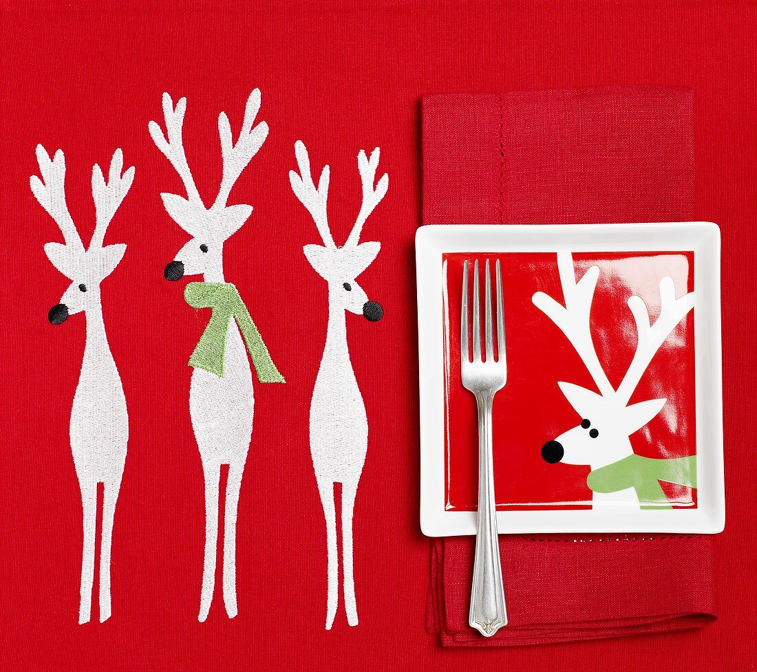 Red Reindeer Place Setting