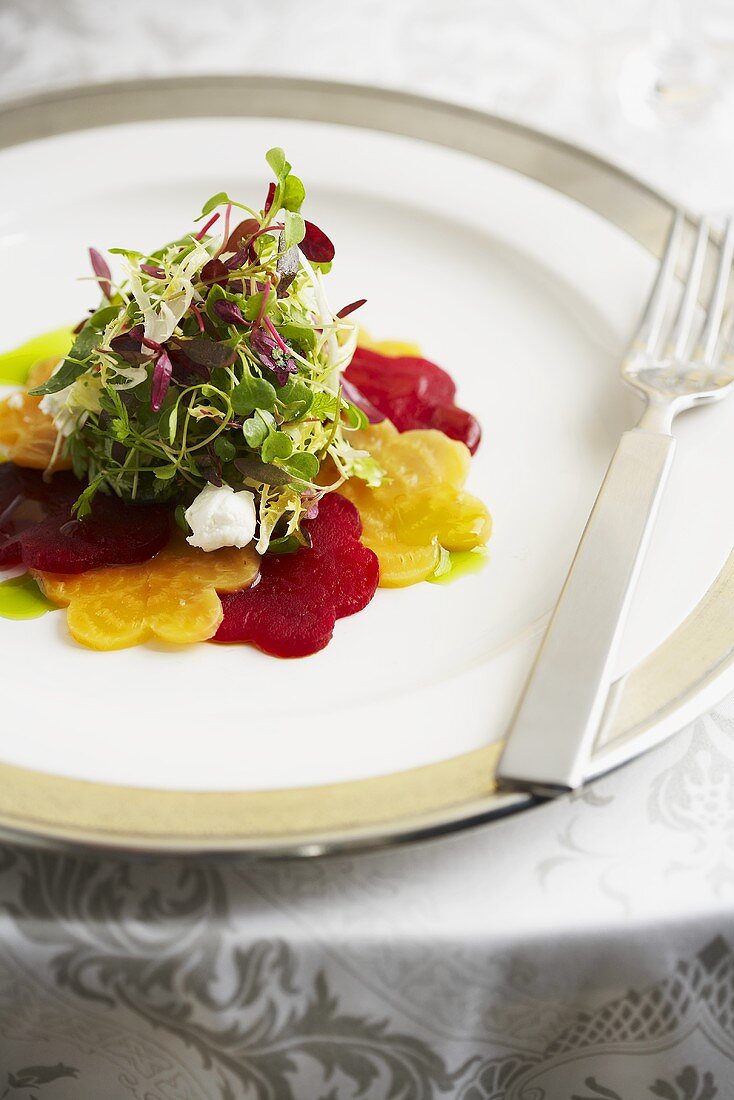 Frisee Salad with Red and Golden Beets