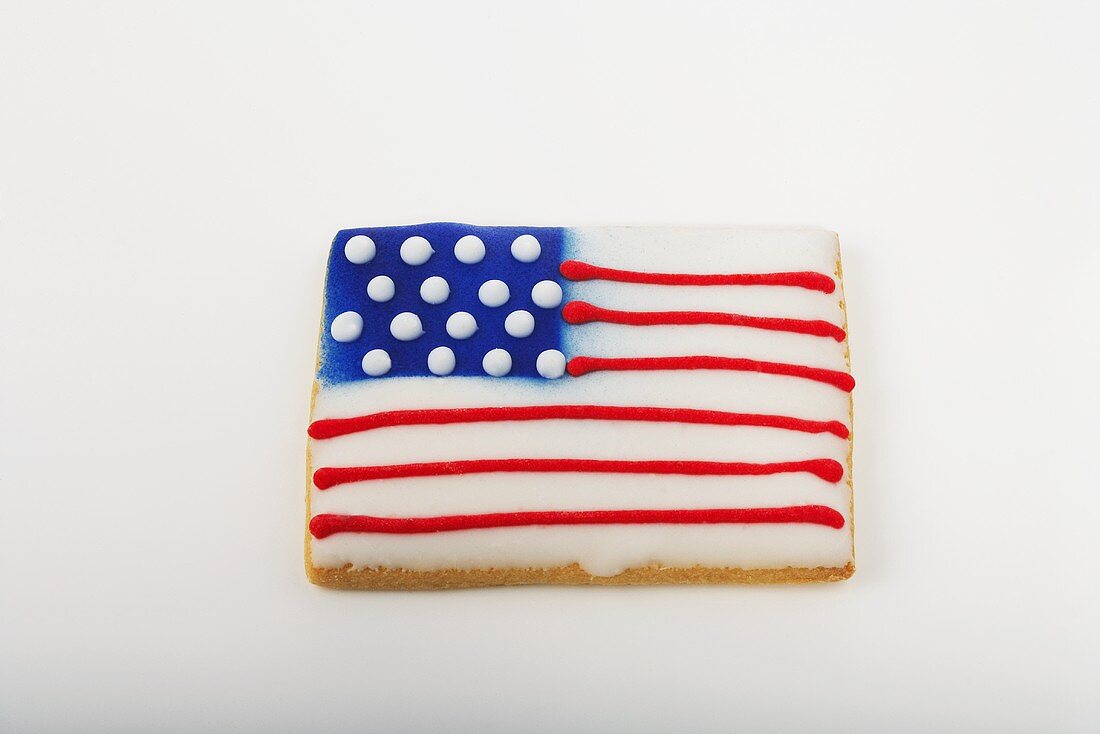 An American Flag Cookie on a White Background