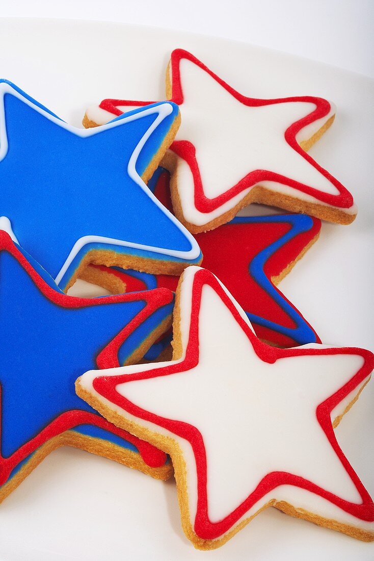 Red Blue and White Star Cookies