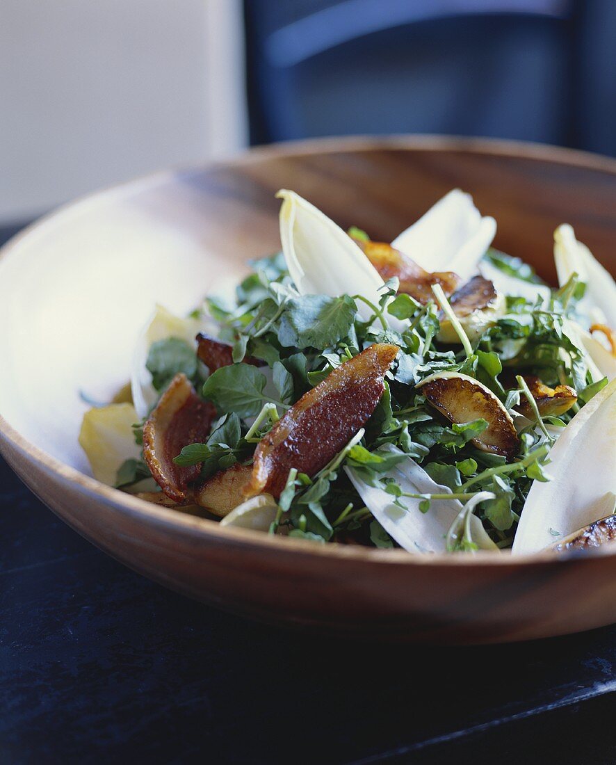 Wasserkresse-Salat mit Bacon