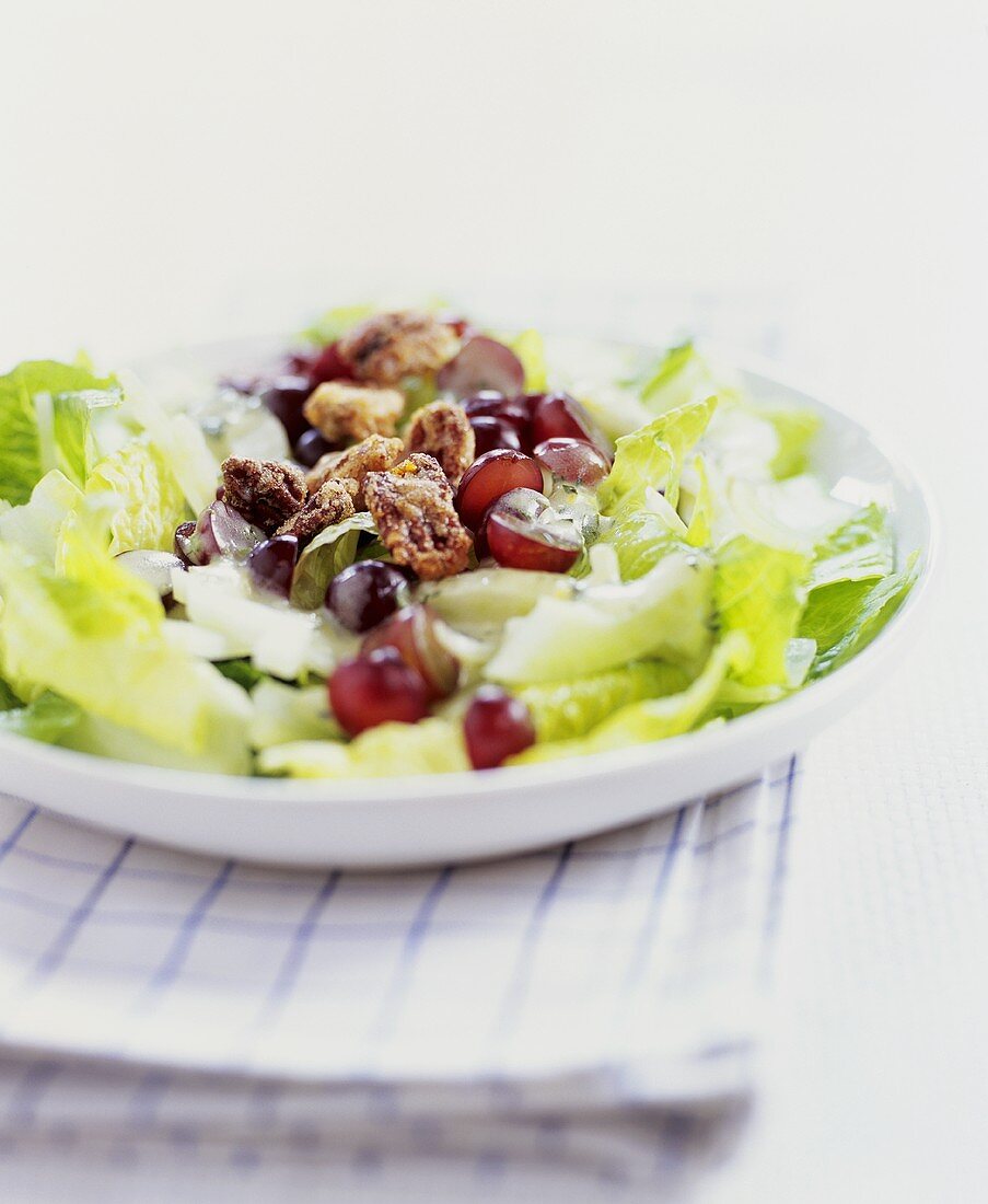 Fennel and Red Grape Salad with Romaine Lettuce