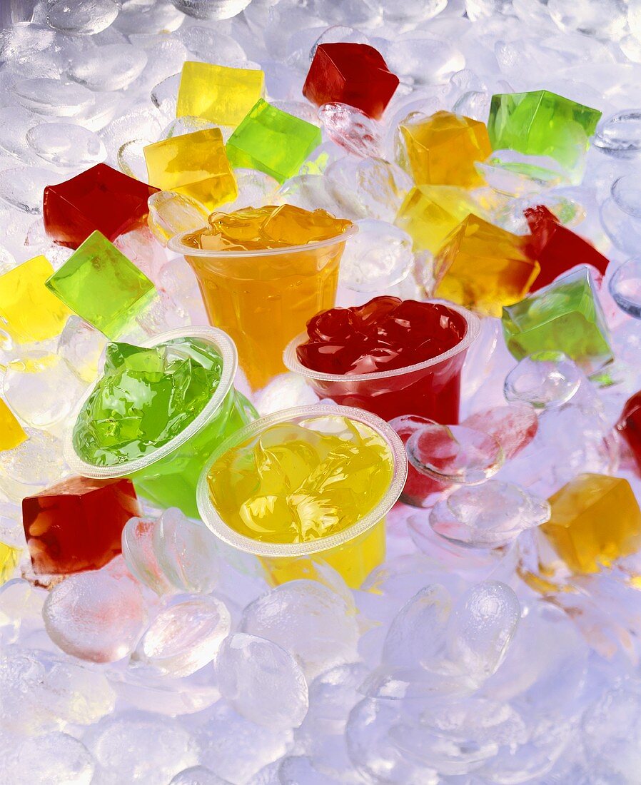 Jello Cups and Cubes on Ice
