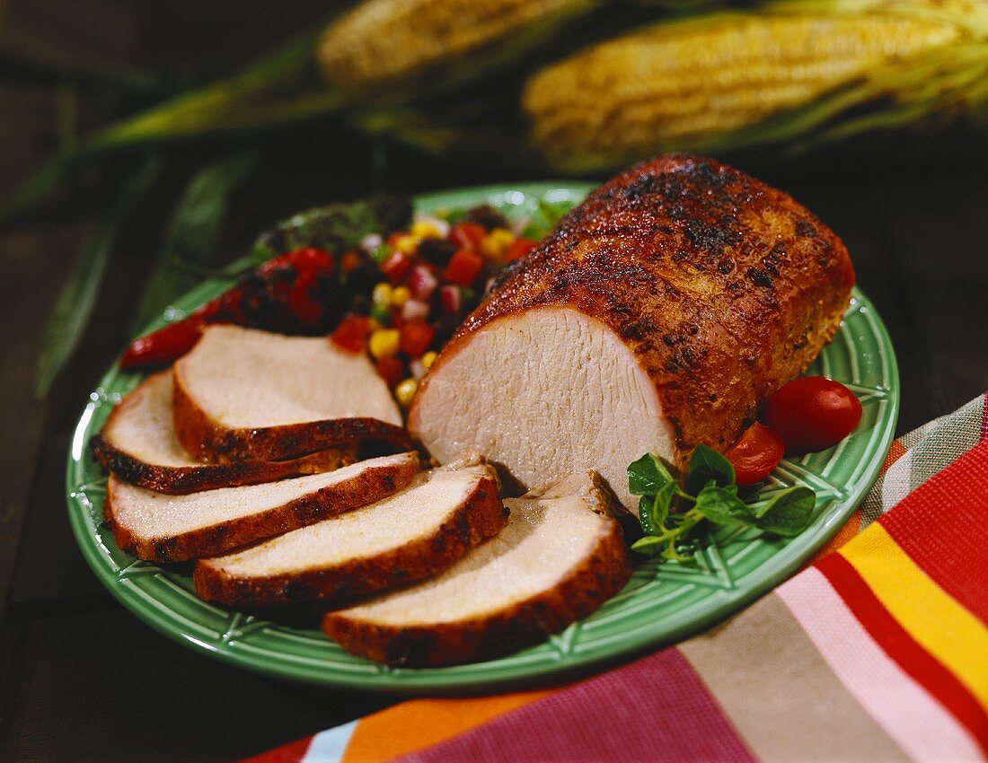 Partially Sliced Spicy Rubbed Pork Roast