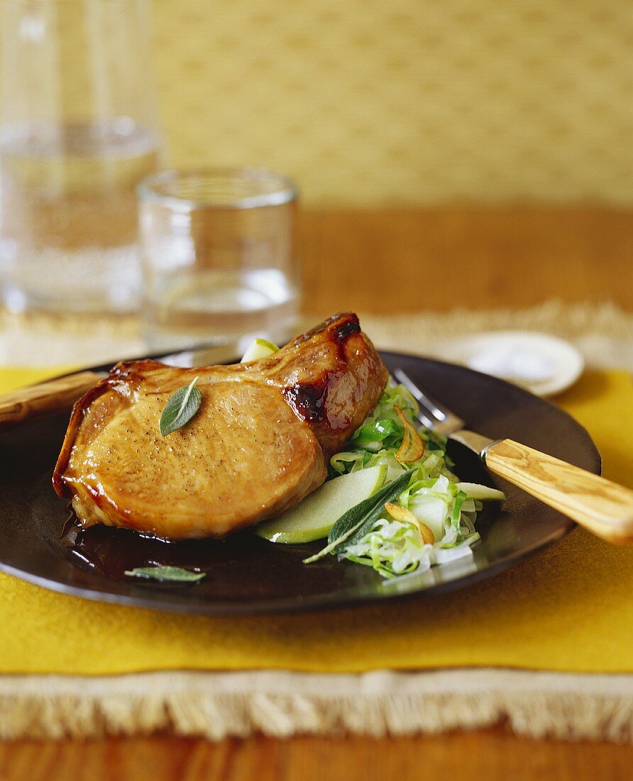 Pork Chop with Apple Salad