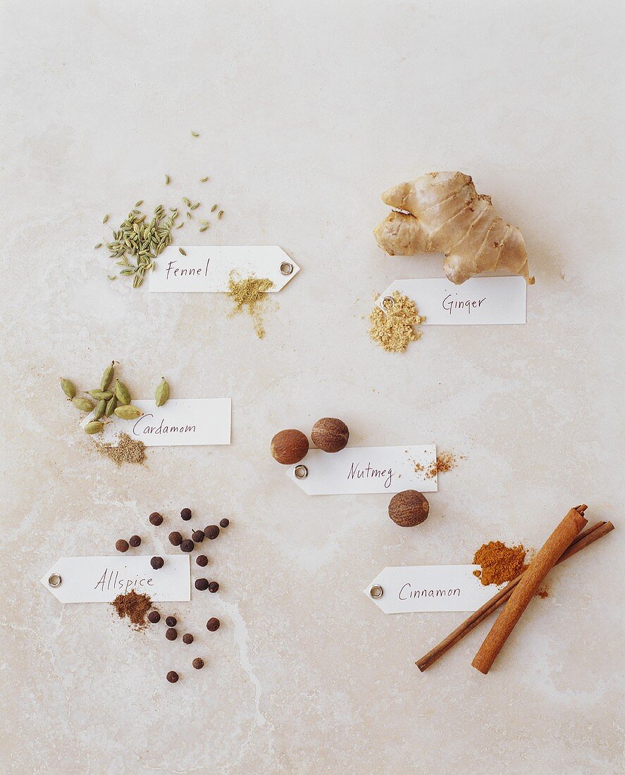 Assorted Spices with Labels
