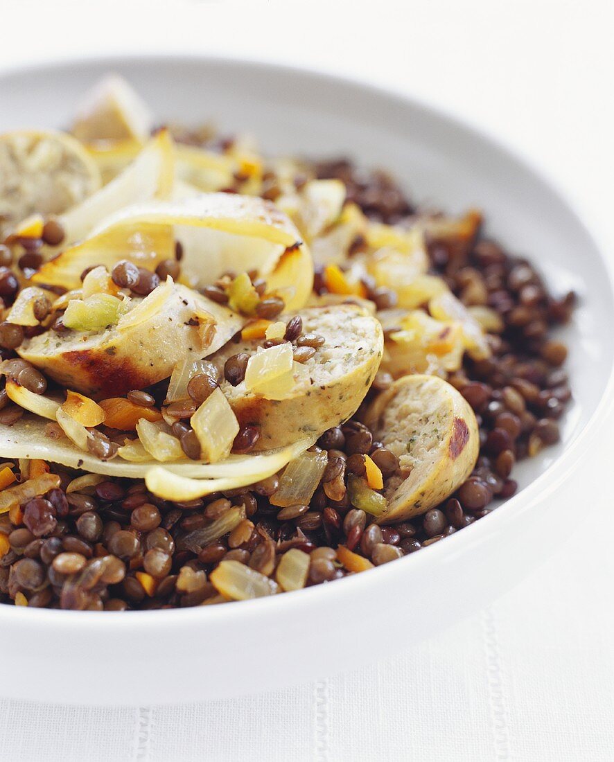 Lentil Salad with Sausage and Onion