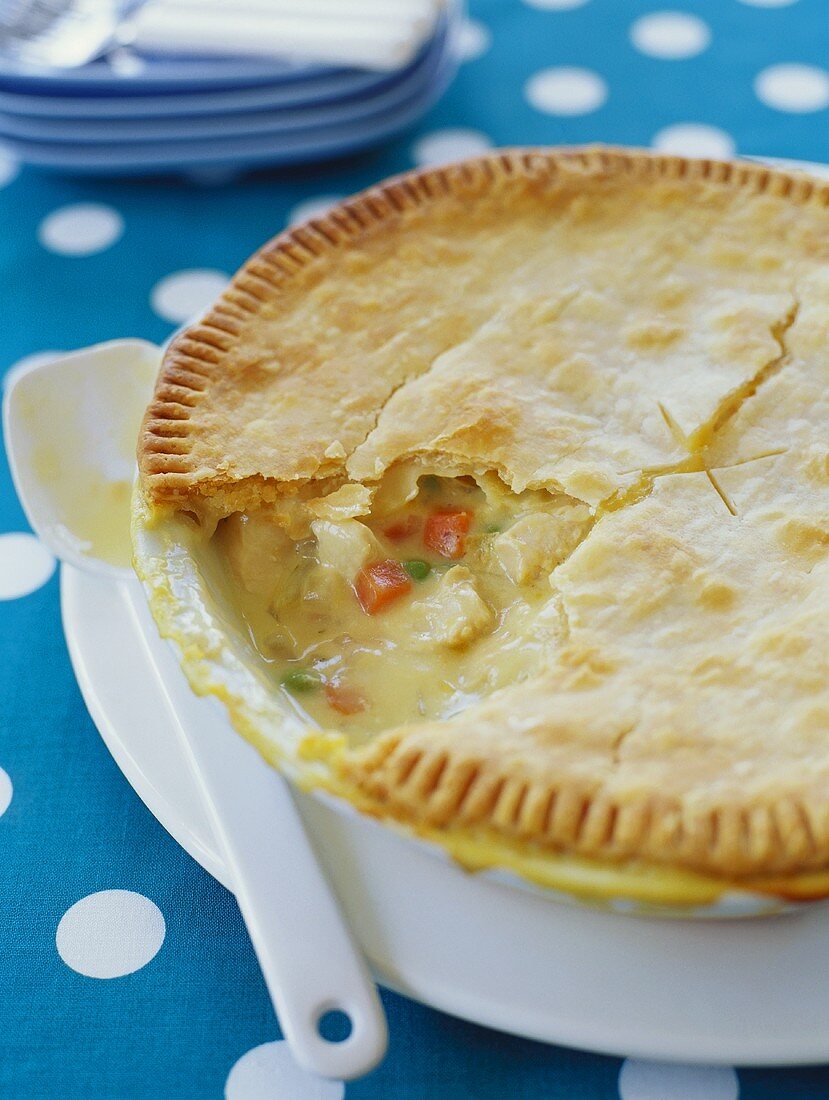 Chicken Pot Pie with Slice Removed