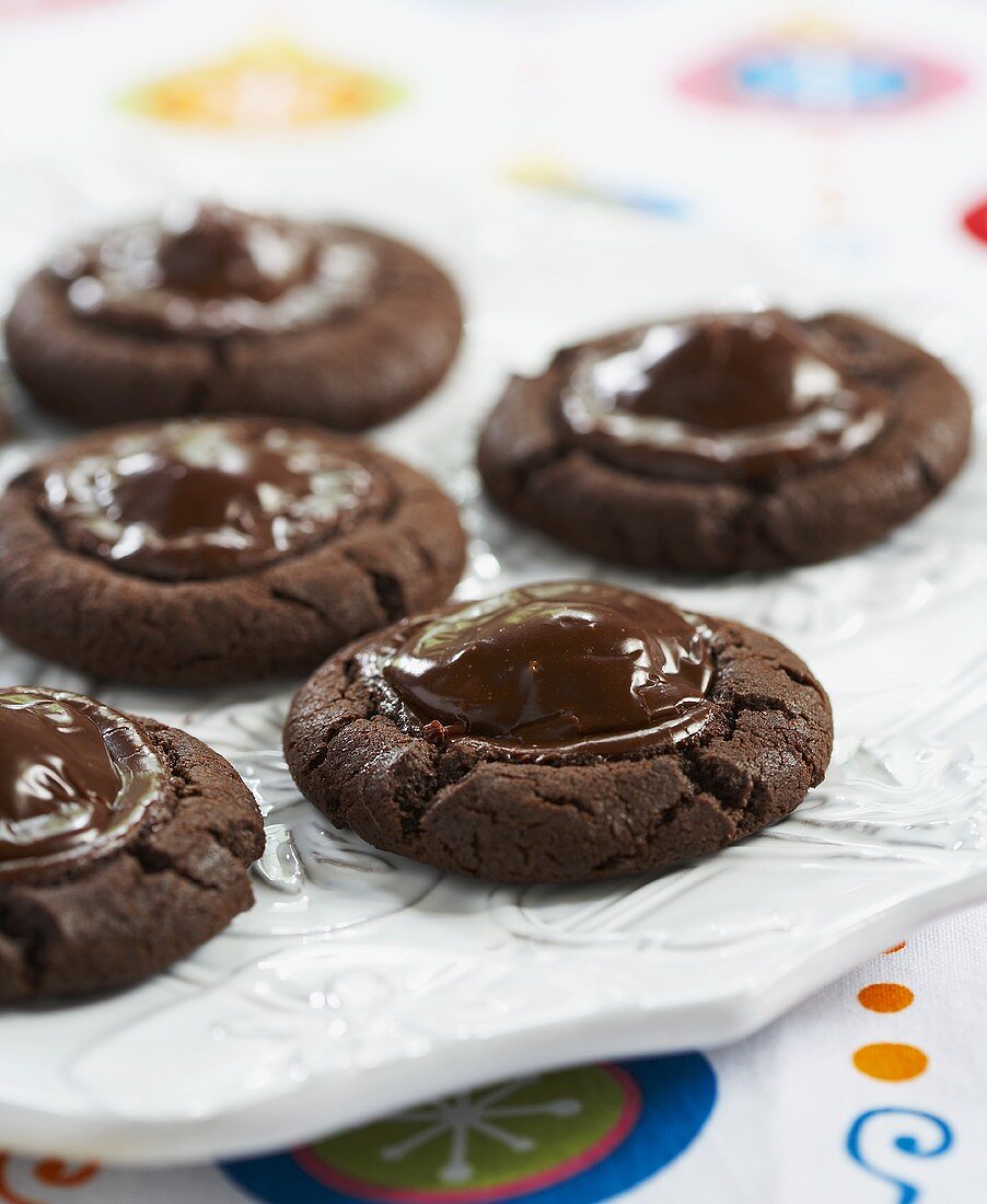 Chocolate Cookies with Chocolate Covered Cherries in the Center