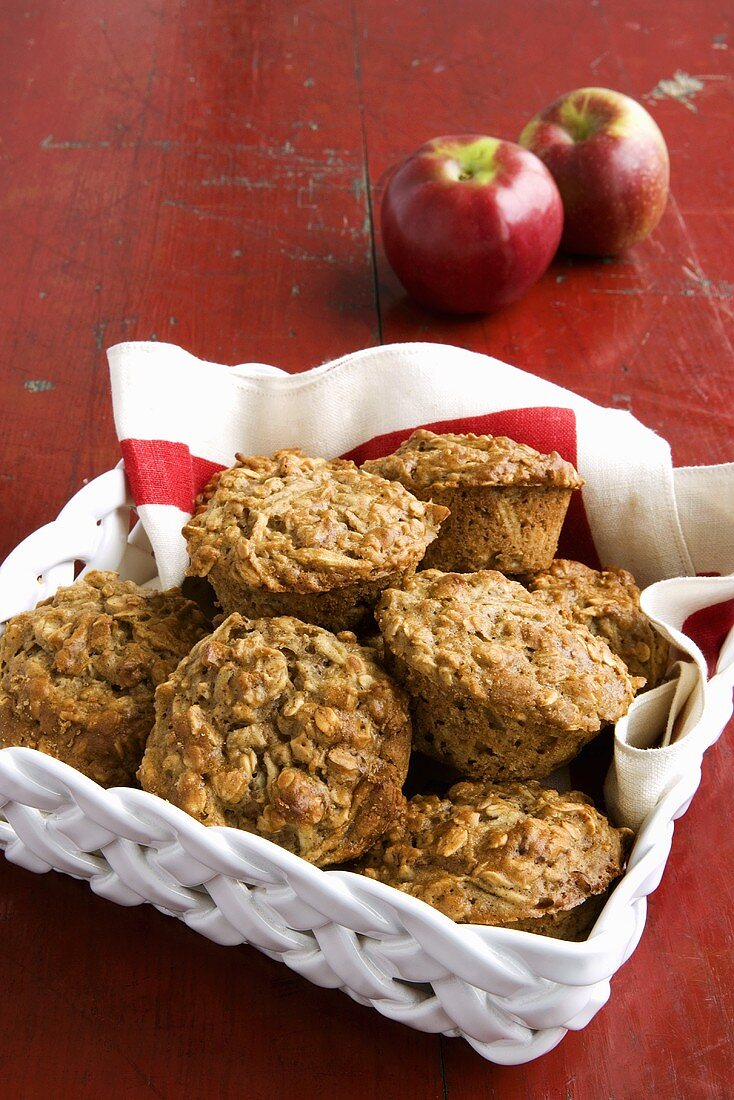 Apple Oat Muffins in a Basket