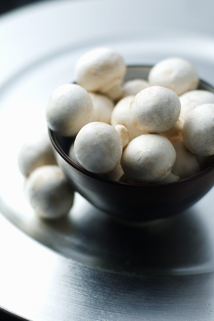 Bowl of White Button Mushrooms