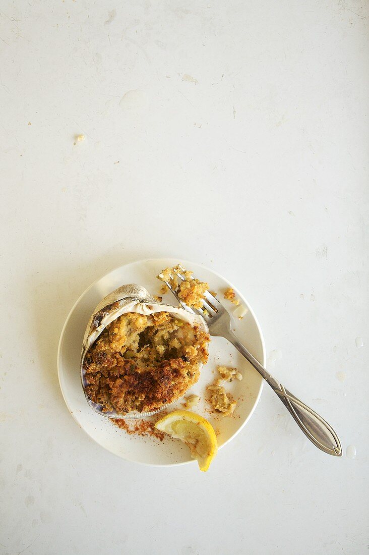 Stuffed Clam on a Plate with a Fork