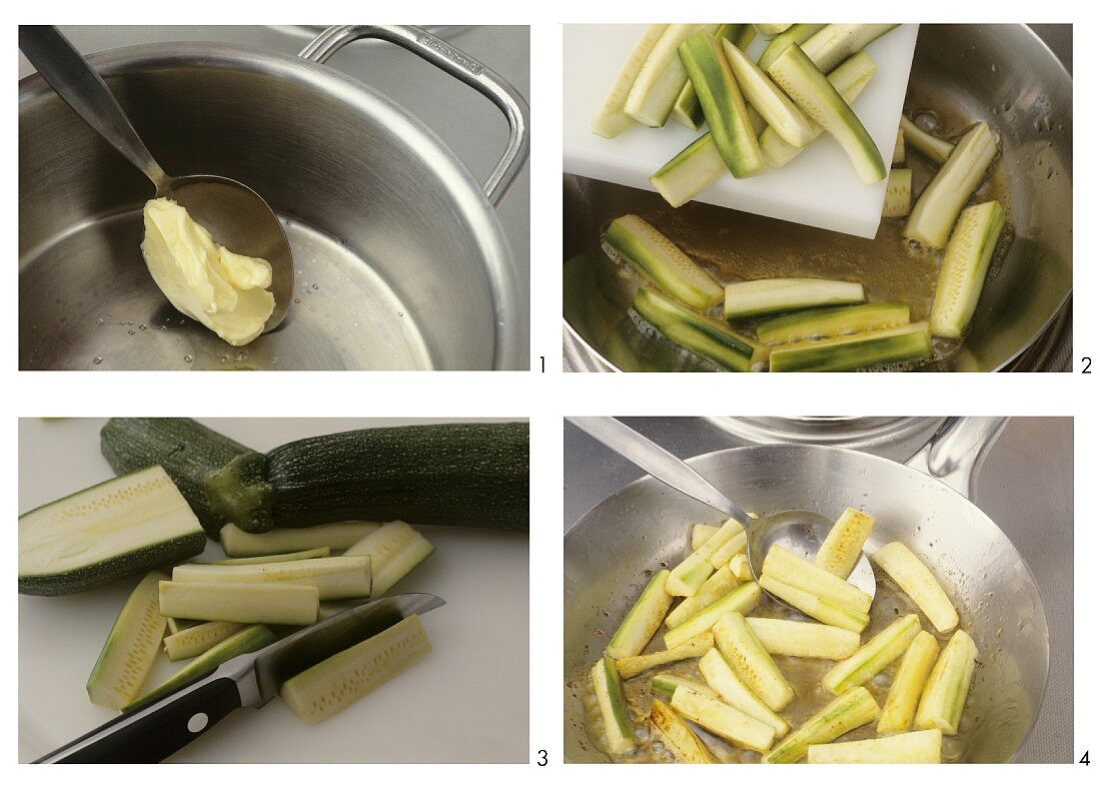 Frying courgettes