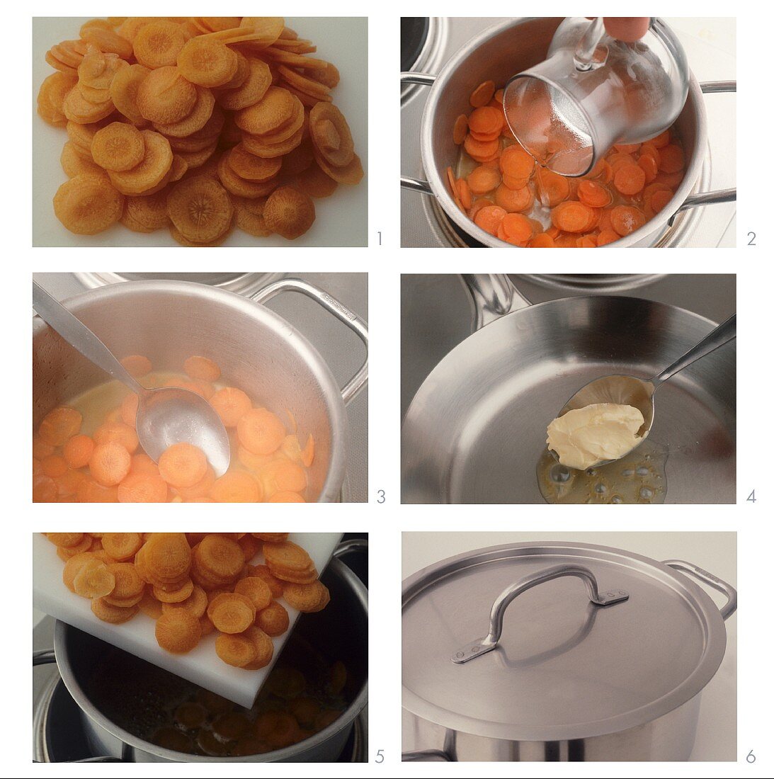 Steps in preparation of carrots for cooking