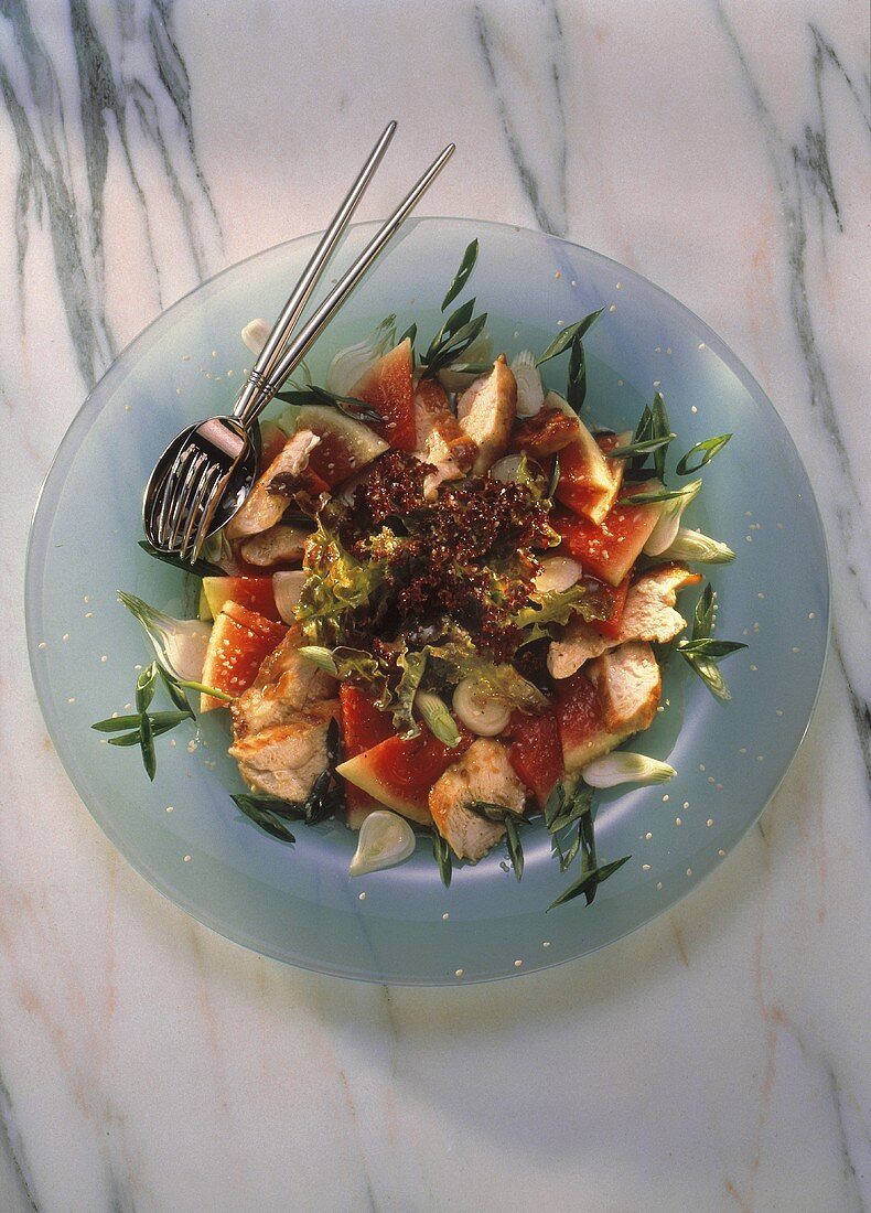 Poultry Salad with Melon & Sesame Seeds