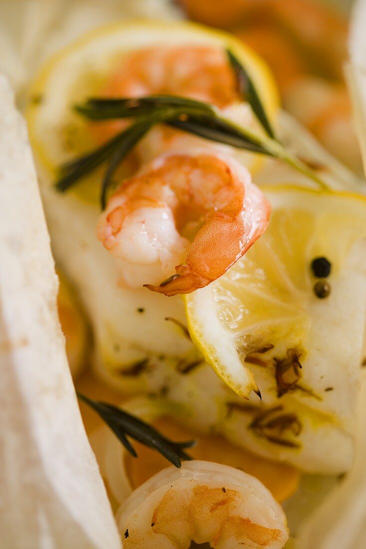 Fish and Shrimp En Papillote with Lemon