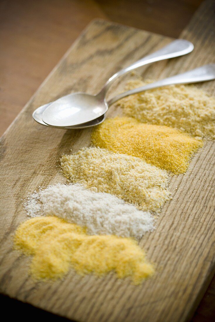 Five Varieties of Polenta on a Board