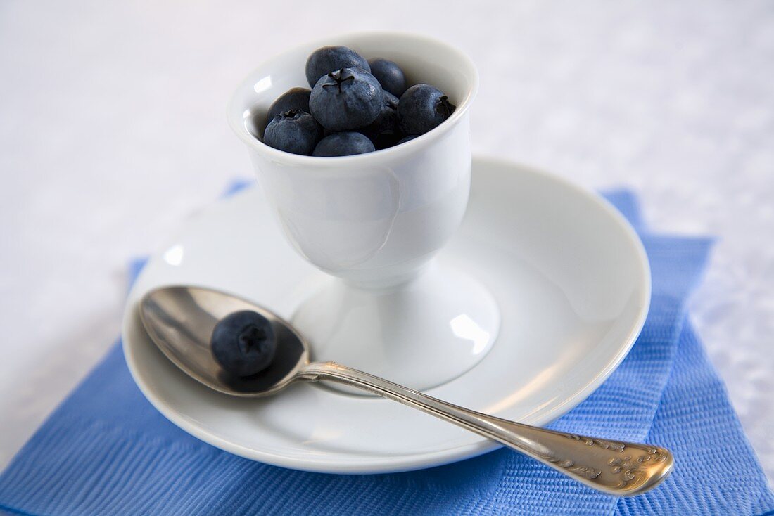 Blueberries in Small Cup; With Spoon
