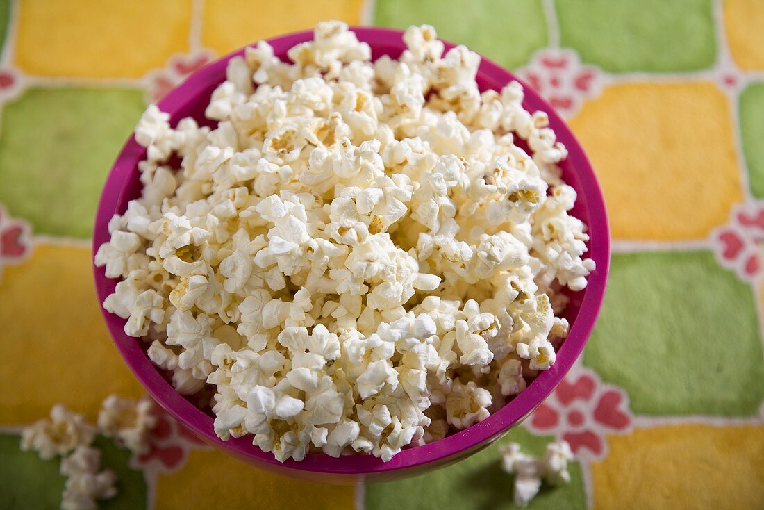 Popcorn in a Pink Bowl