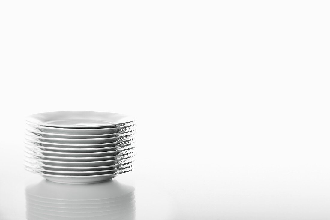 Stacked White Dishes on White