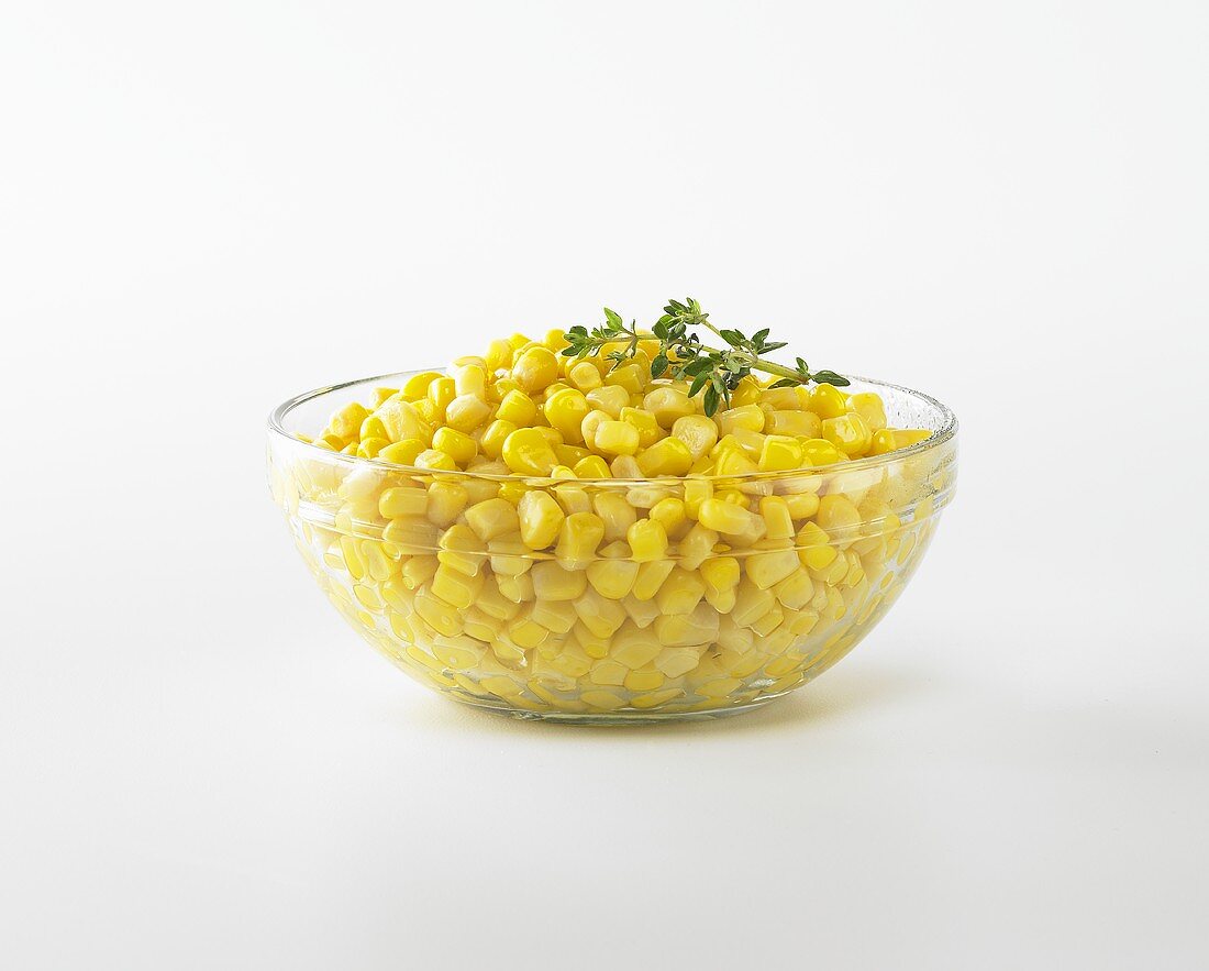 Bowl of Corn on a White Background