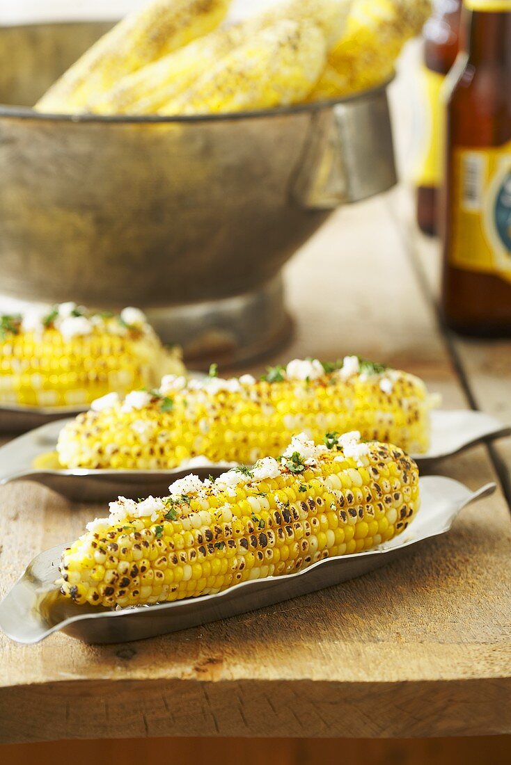 Latin Style Corn on the Cob with Goat Cheese and Cilantro