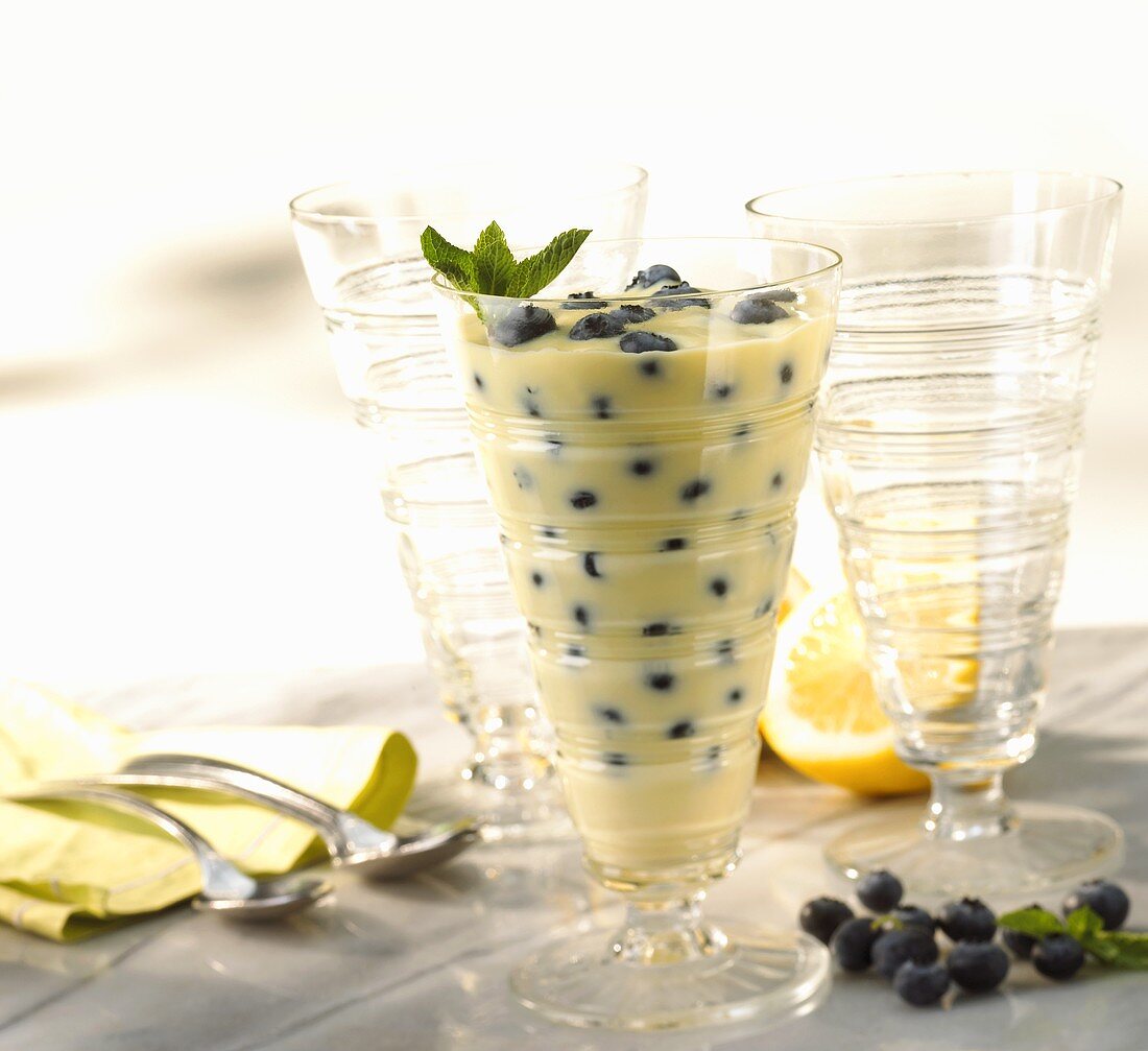 Creme Anglaise with Blueberries