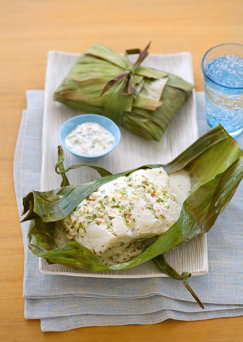 Cod Cooked in Banana Leaves