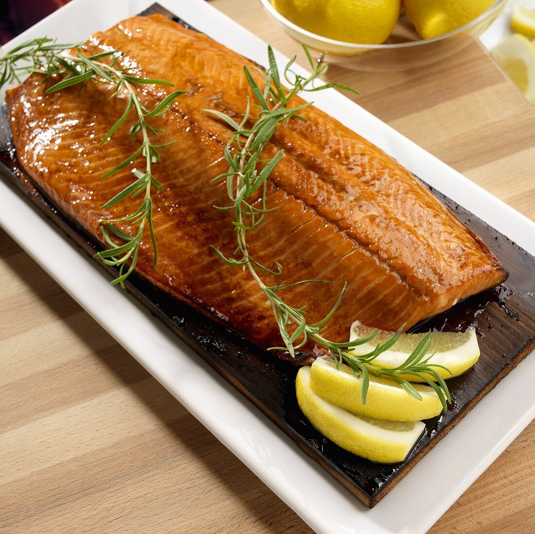 Whole Grilled Salmon Fillet on Cedar Grilling Plank