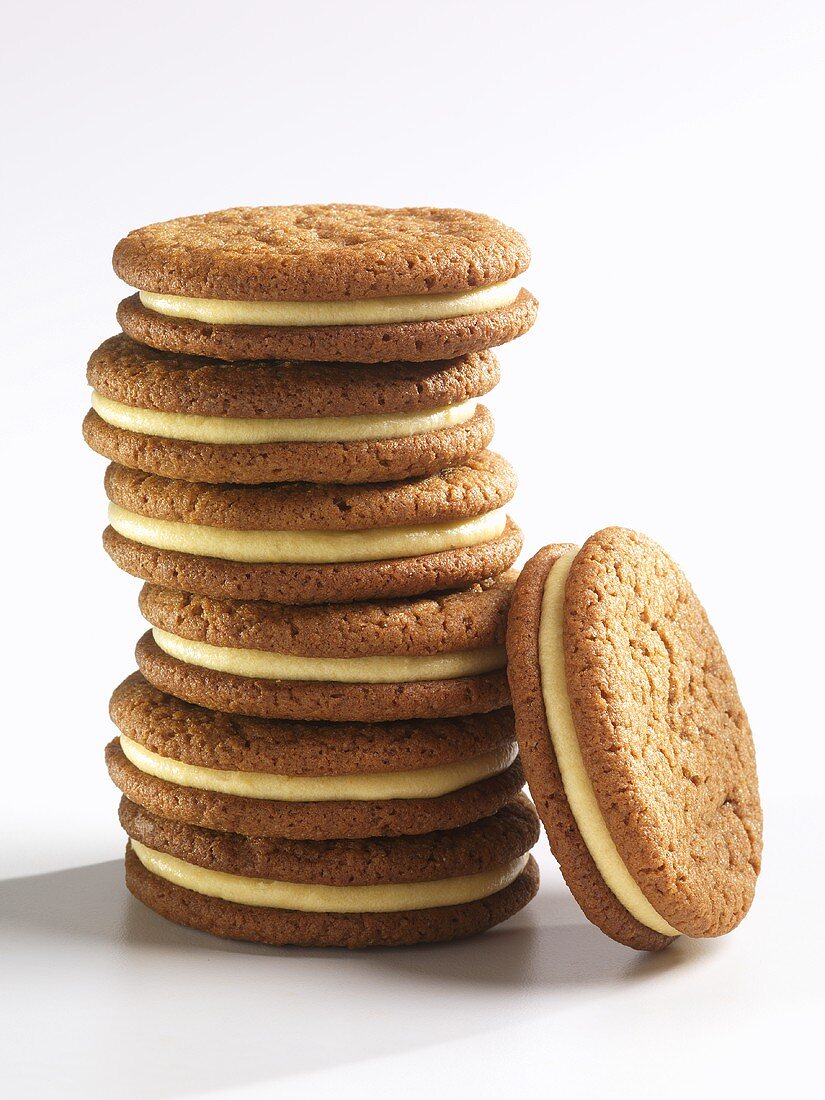 Stack of Ginger Snap Cookies with Lemon Cream Filling
