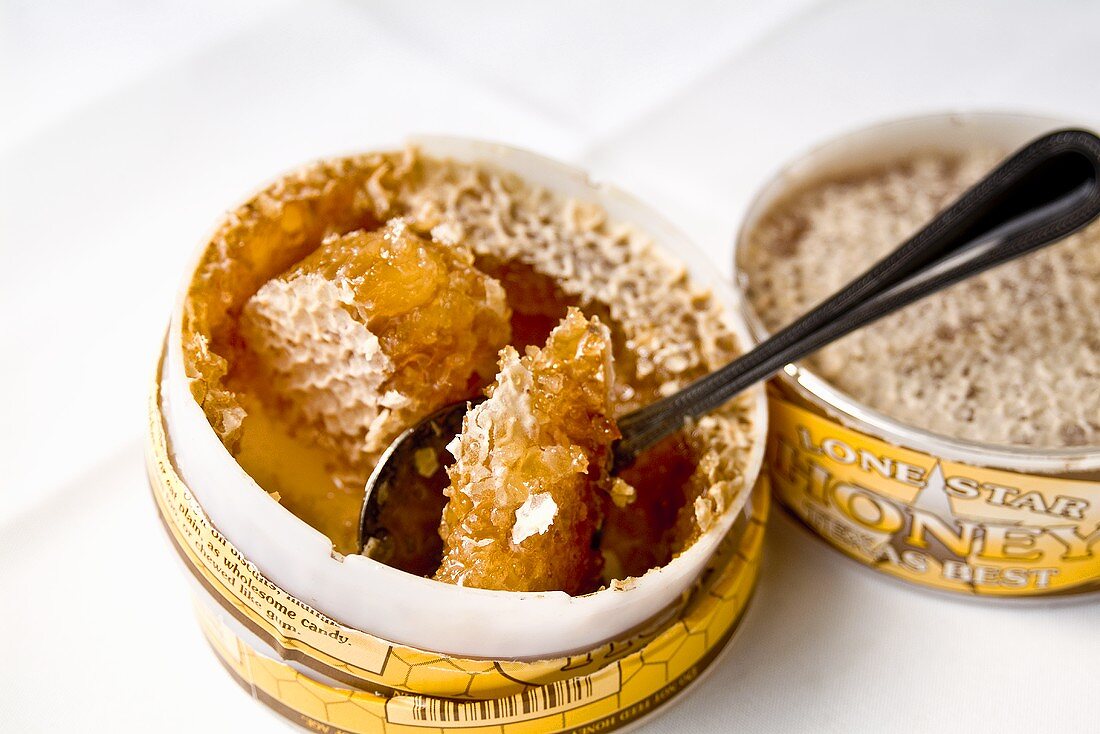 Honey Comb in Container with Spoon