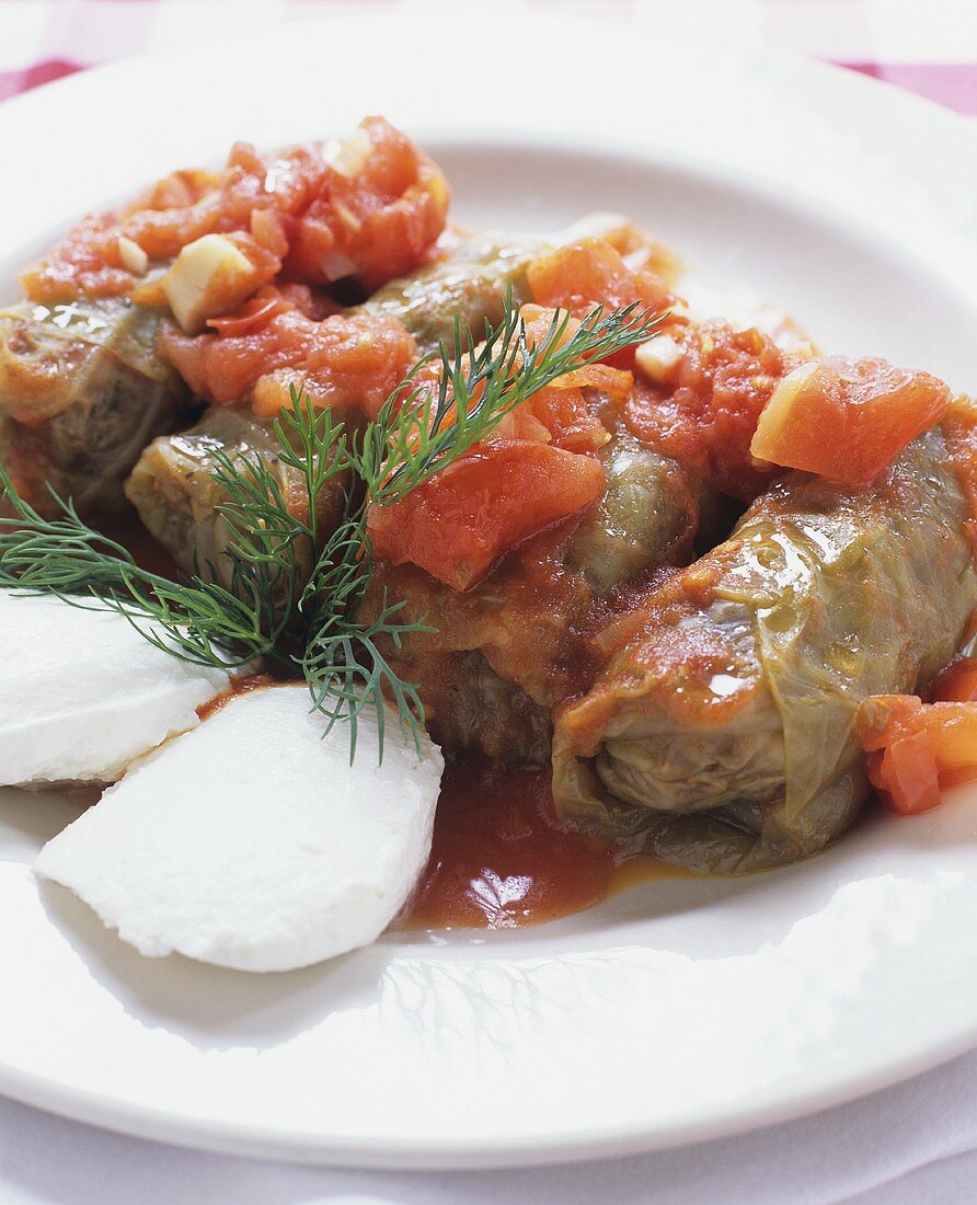 Stuffed Cabbage Rolls with Tomato Sauce