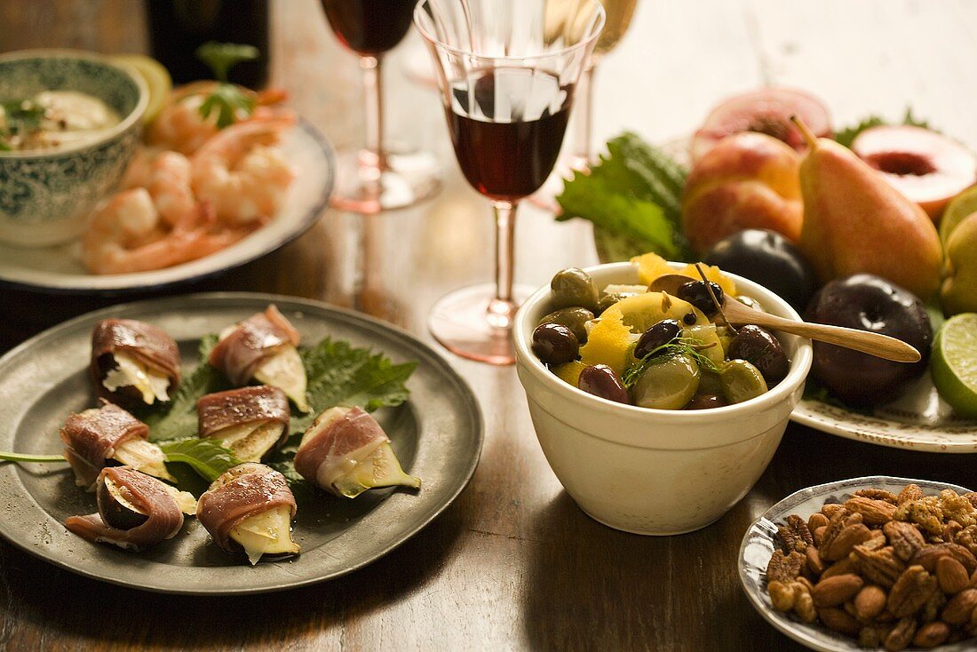 Assorted Hors D'ouevres with Wine