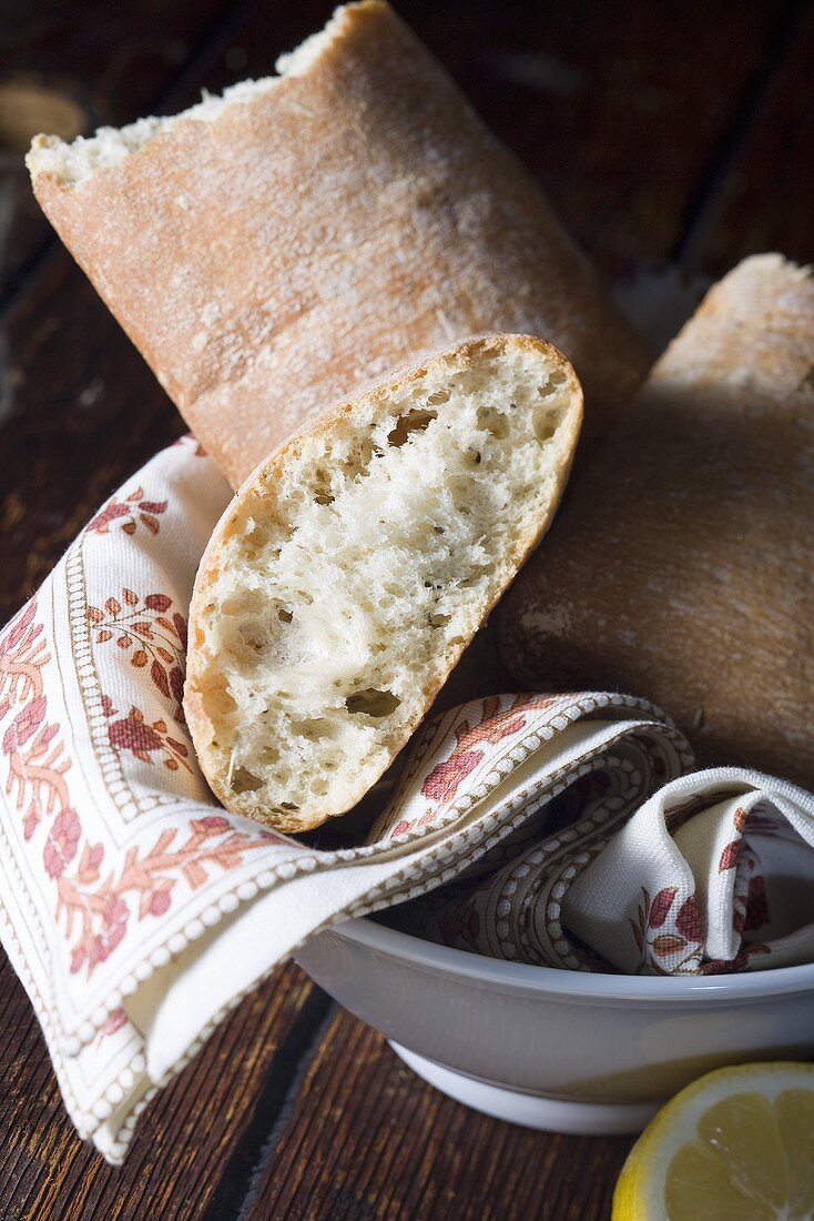 Loaves of Focaccia Bread in a Bowl