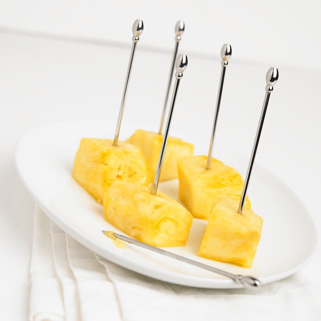 Pineapple Chuncks with Chrome Toothpicks