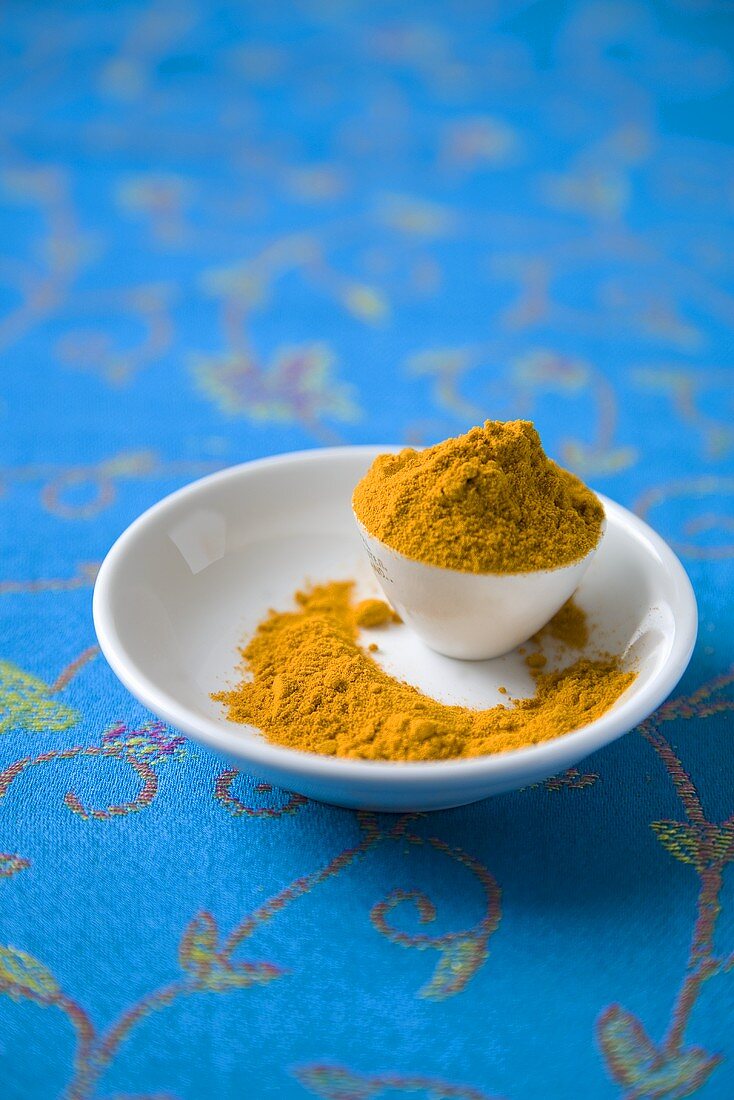 Turmeric in a Small Bowl and Dish