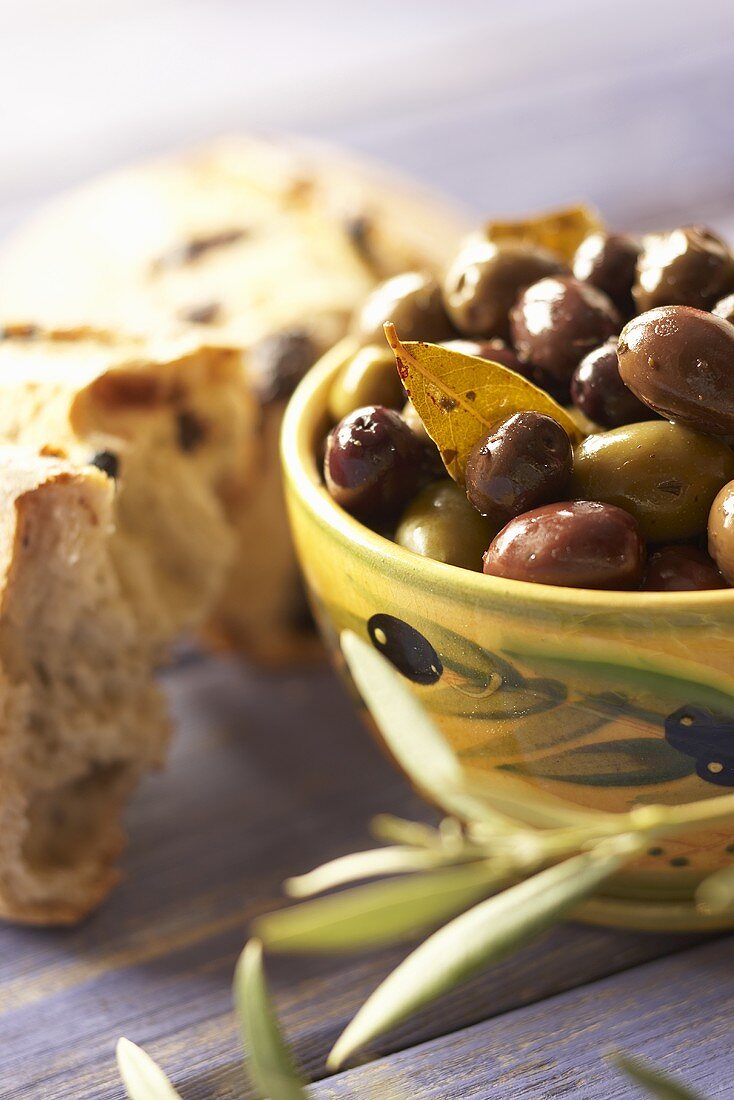 Bowl of Olives with Bread