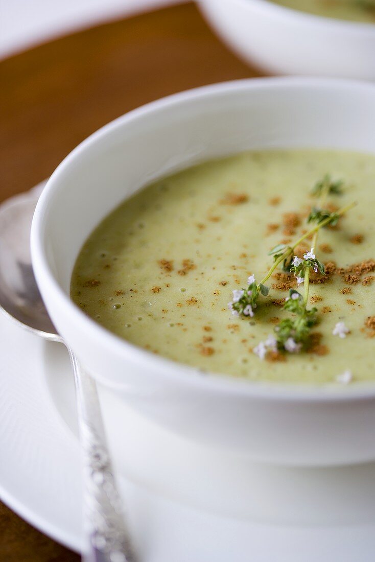 Green Garlic Soup with Fresh Thyme and Paprika