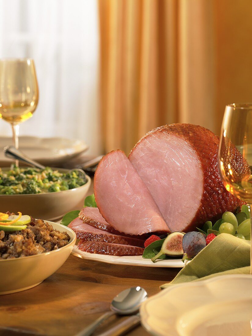 Baked Ham Dinner on Table