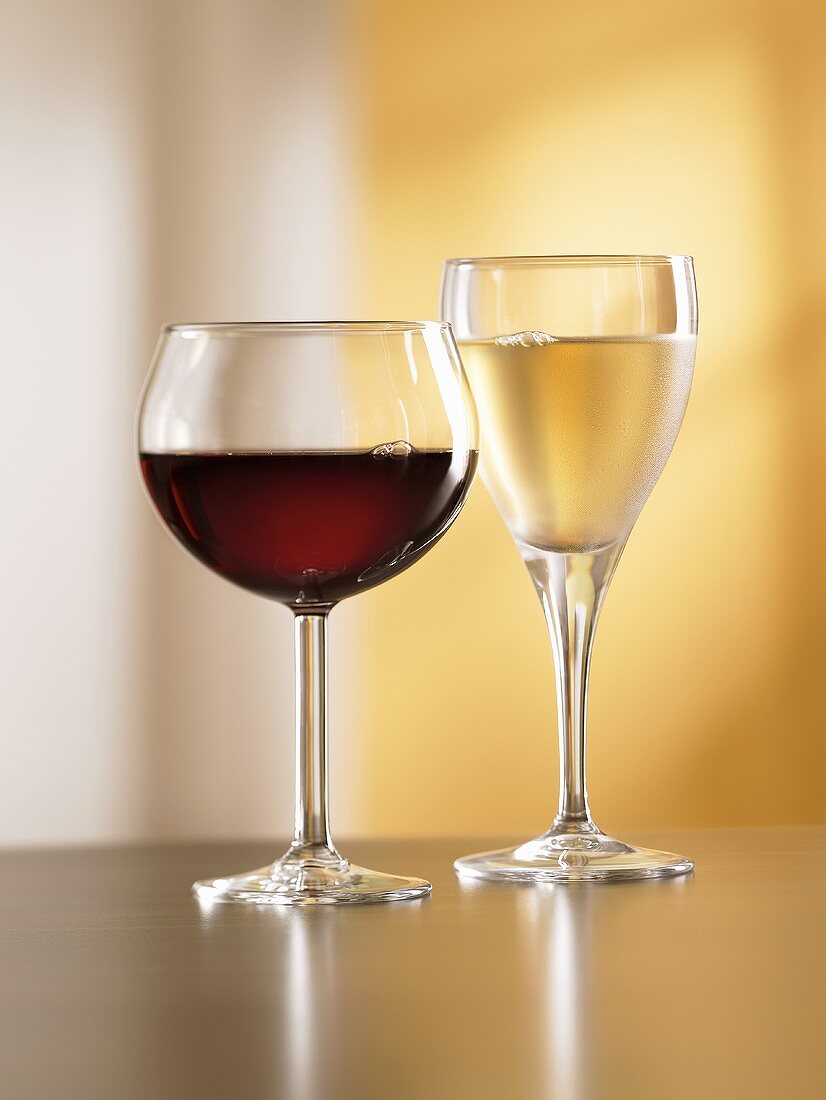 Two Glasses of Wine; Red and White