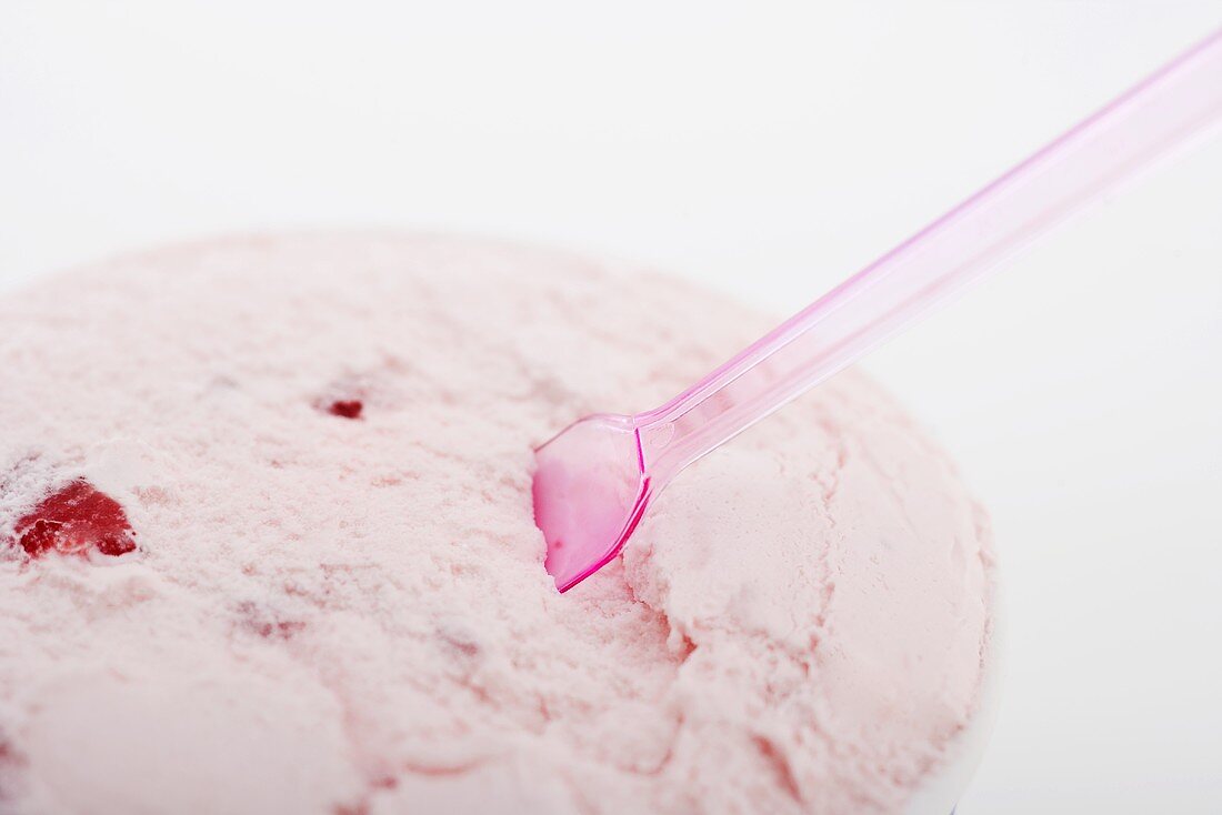 Fat Free Strawberry Ice Cream; Spoon