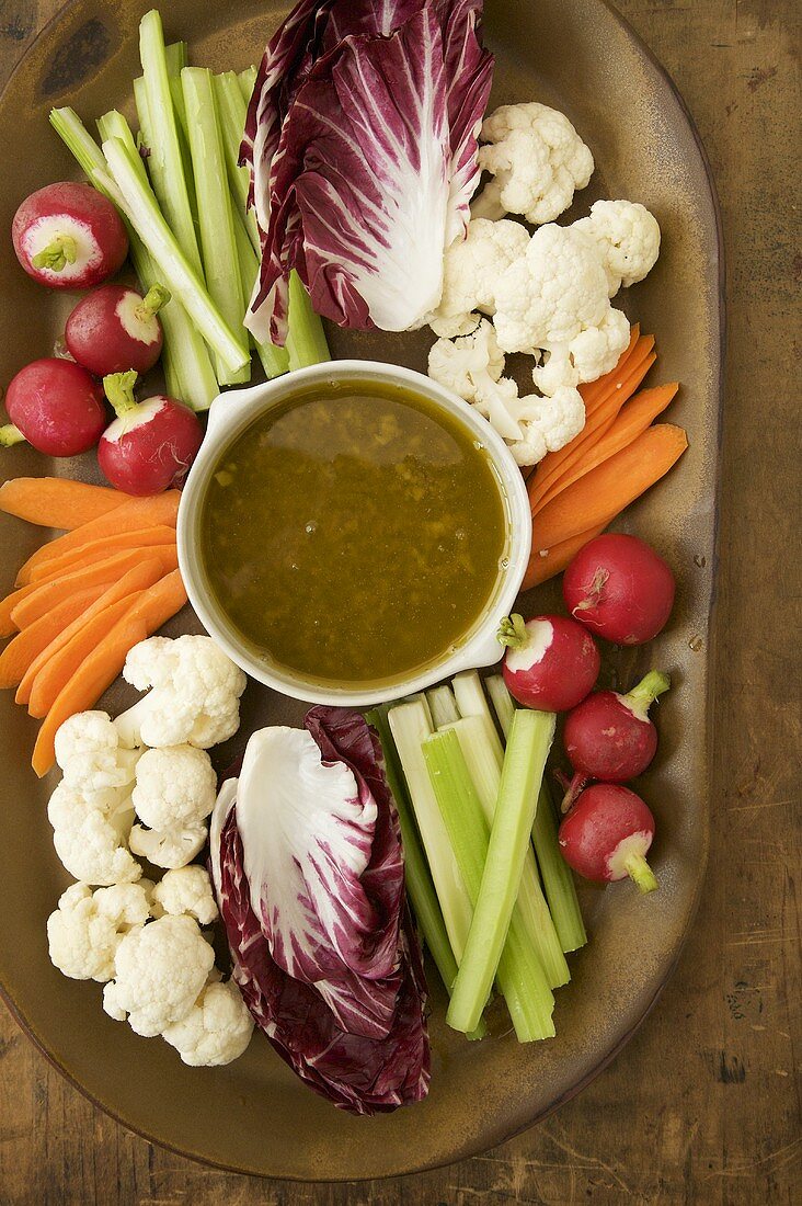 Bagna Cauda; Garlic Anchovy Dip with Raw Vegetables