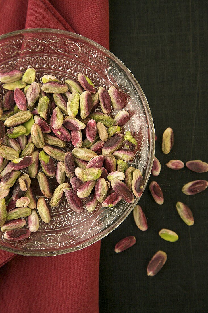 Bowl of Bronte Pistachios; From Above