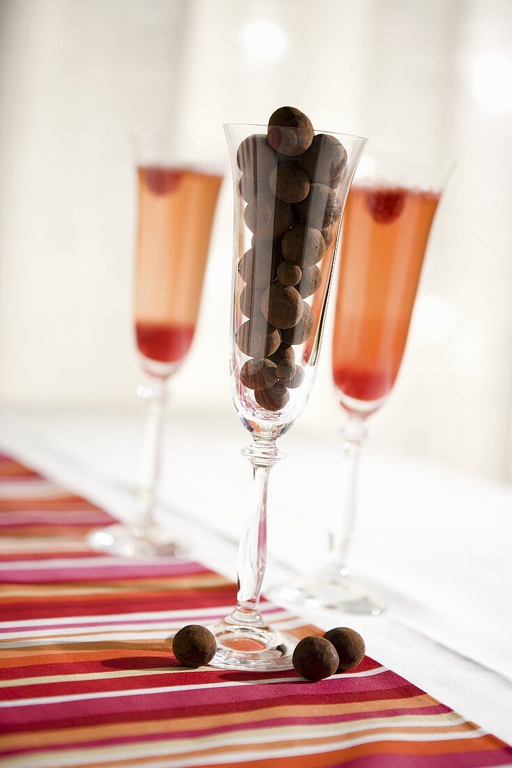 Chocolate Covered Raspberries in Champagne Glass
