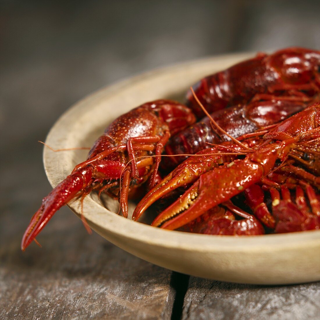 Steamed Crawfish in a Wooden Bowl