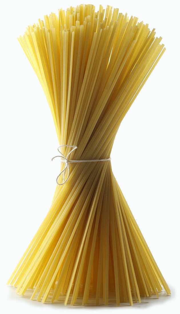 Bundled Pasta on White Background